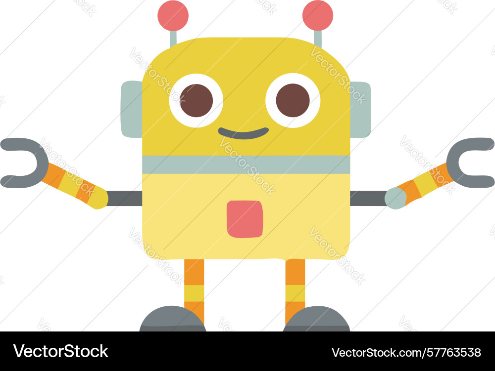 Outline bot cute robot character line art design vector image