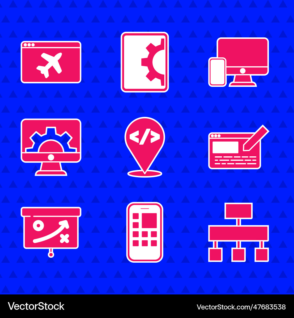 Set front end development mobile apps site map Set front end development mobile apps site map vector image