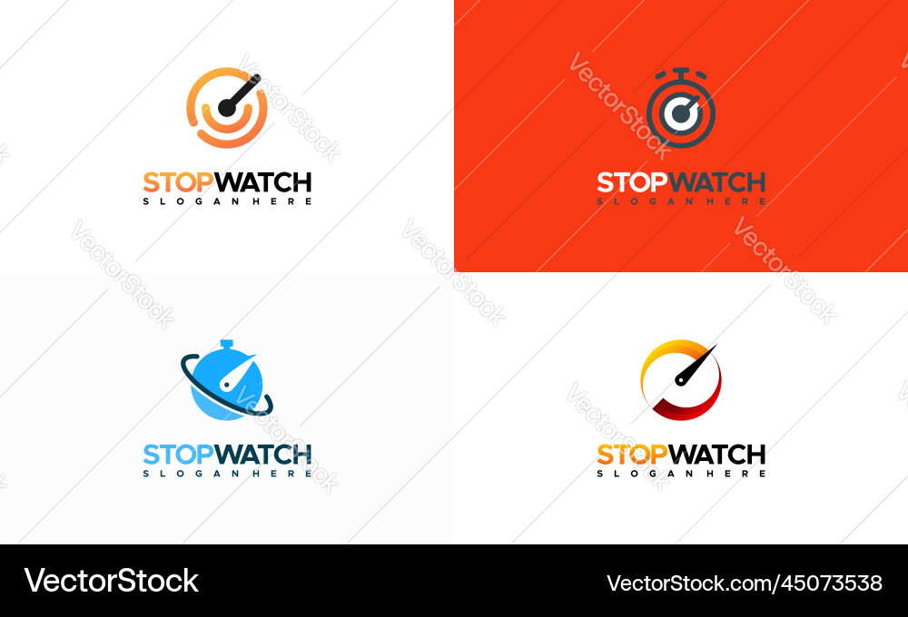 Set von einfachen modernen Stoppuhr-Logo-Designs Set von einfachen modernen Stoppuhr-Logo-Designs vektorbild