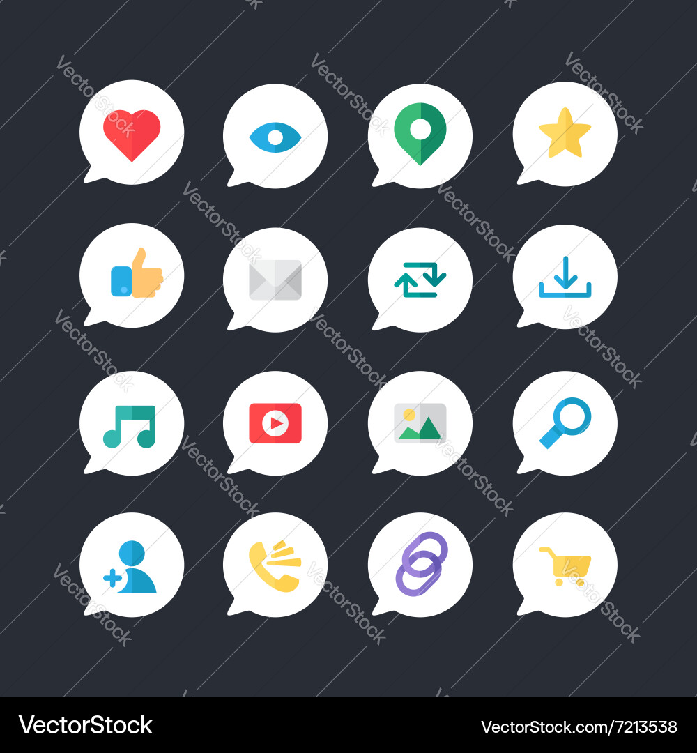 Web virtual socail network icons vector image