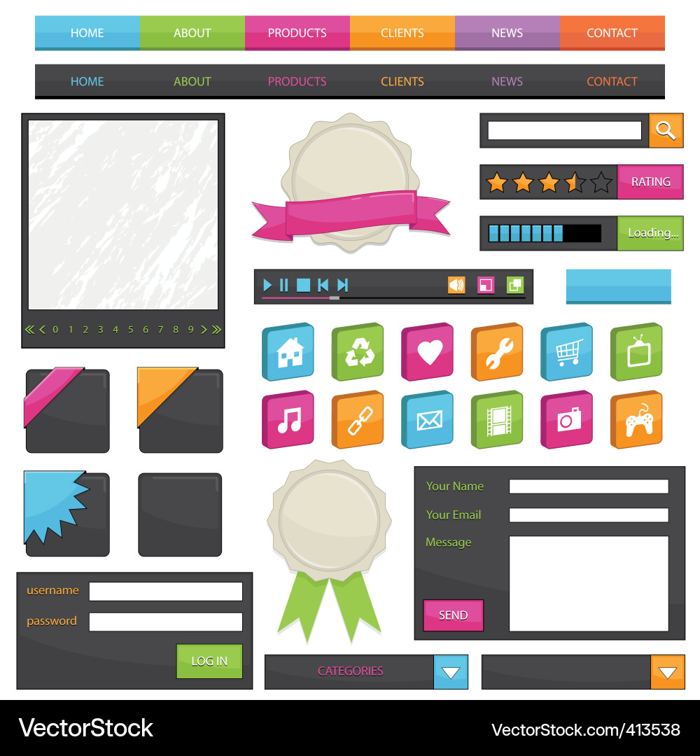Website UI Elements vector image