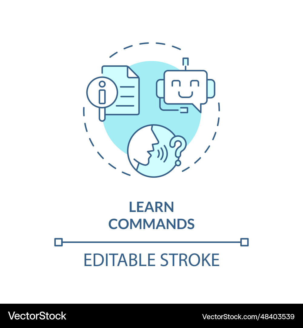 2d learn commands thin line blue icon concept Vector Image