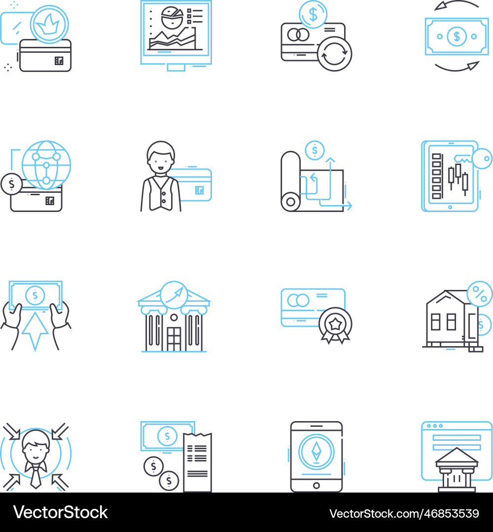 Artificial computing linear icons set Artificial computing linear icons set vector image