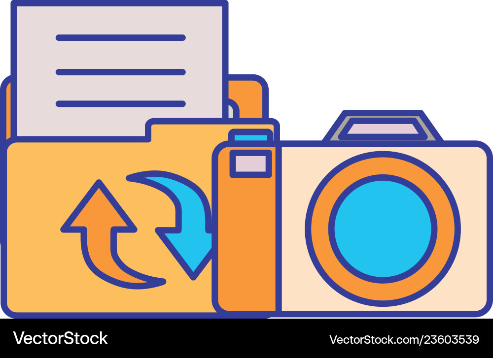 Camera with set icons isolated icon Camera with set icons isolated icon vector image