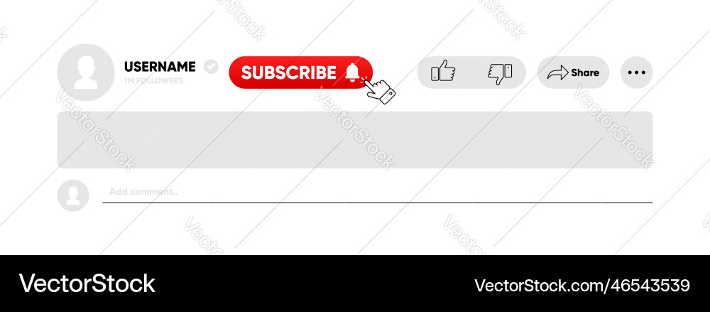 Clicking subscribe button like comment and share Clicking subscribe button like comment and share Vector Image