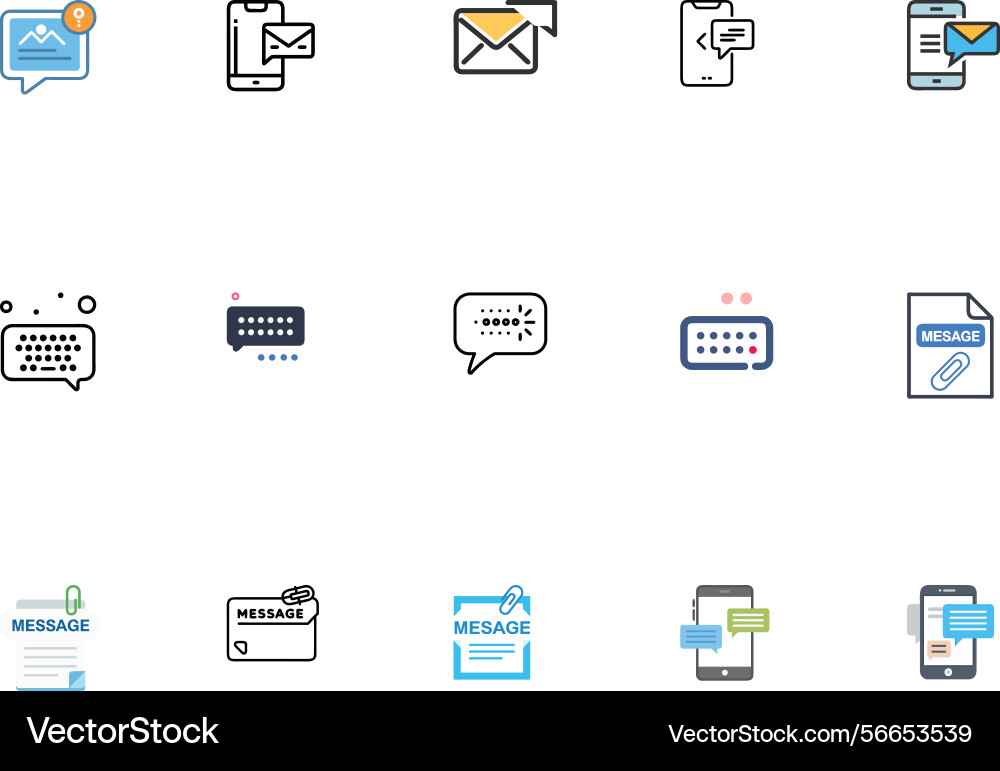 Collection of messaging and communication icons Collection of messaging and communication icons Vector Image