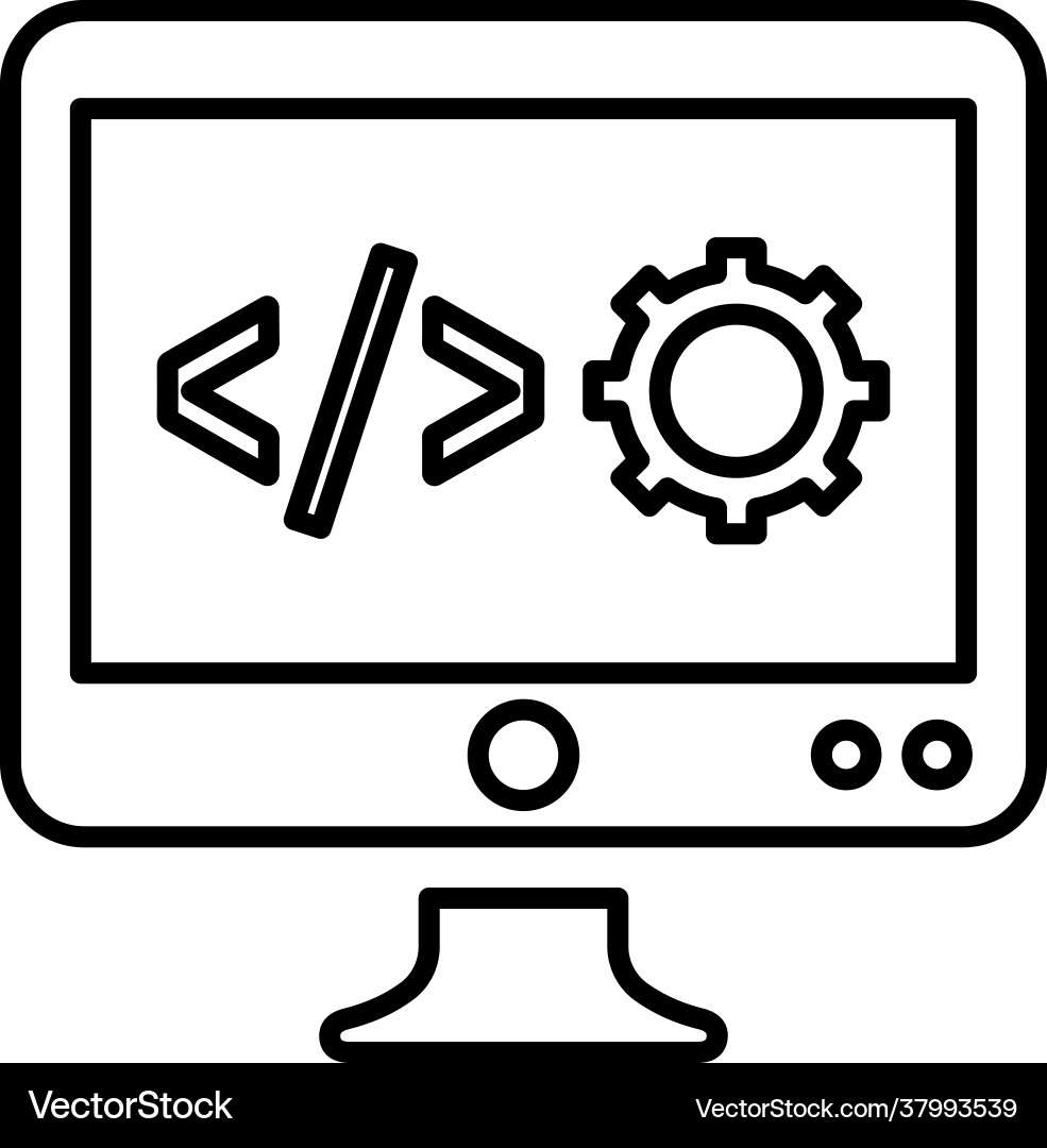 Custom coding developer programming outline icon vector image