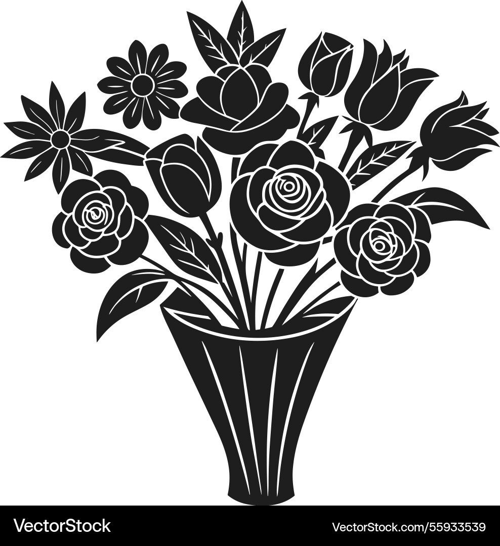Elegante Blumen Bouquet Silhouette schön Elegante Blumen Bouquet Silhouette schön vektorbild