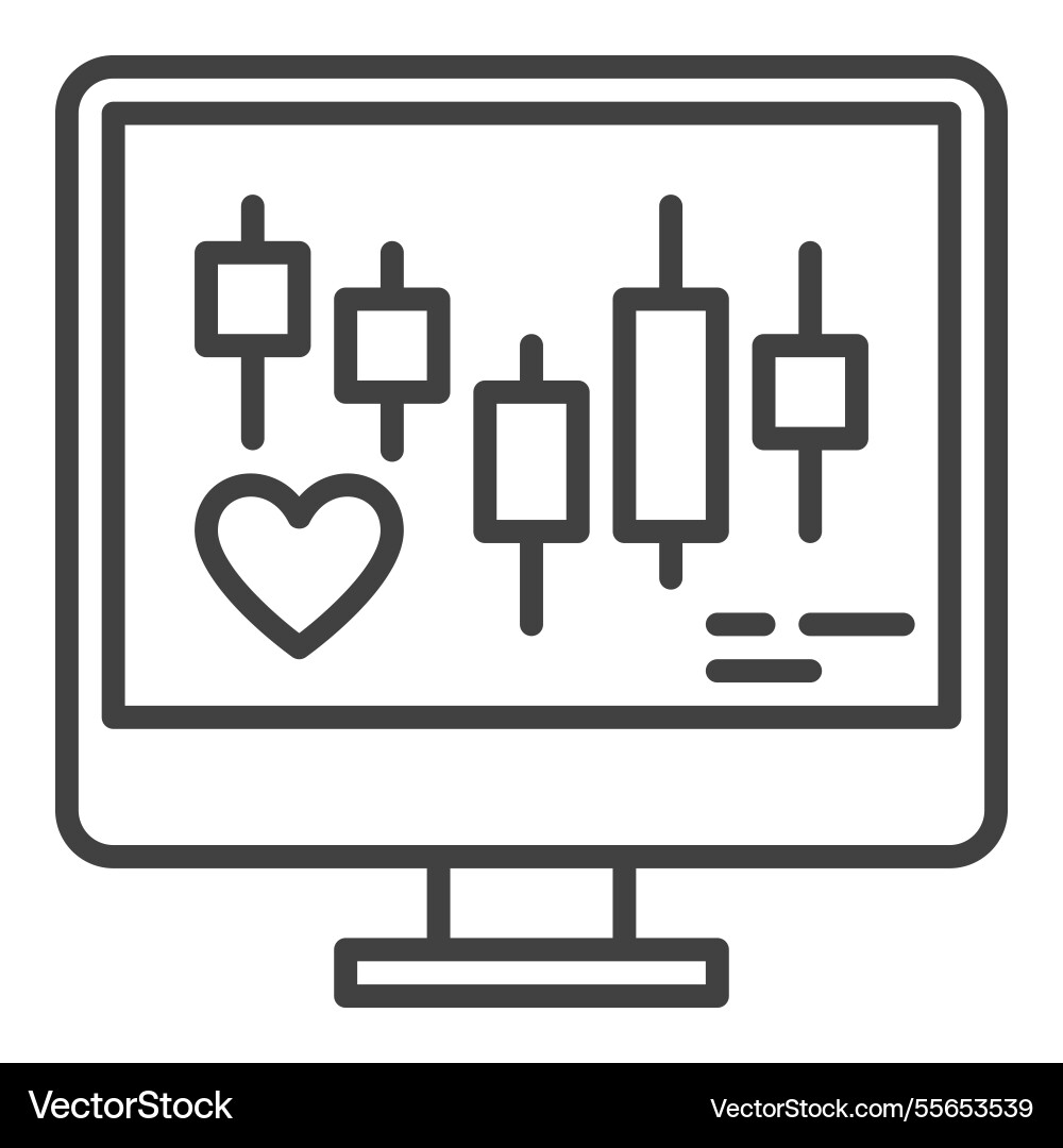 Heart symbol and chart pattern on computer screen Heart symbol and chart pattern on computer screen vector image