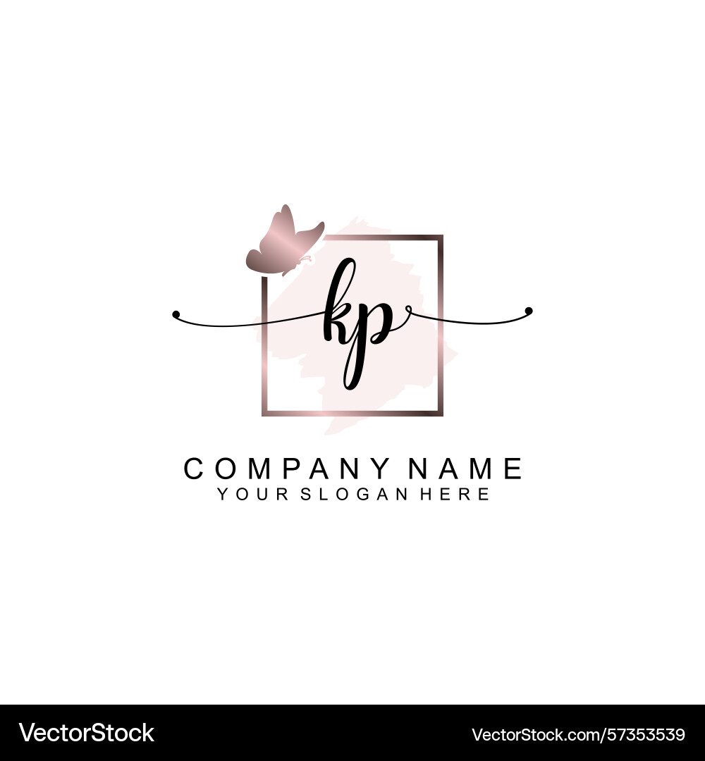 Minimalist handwritten kp initial logos with soft Minimalist handwritten kp initial logos with soft Vector Image