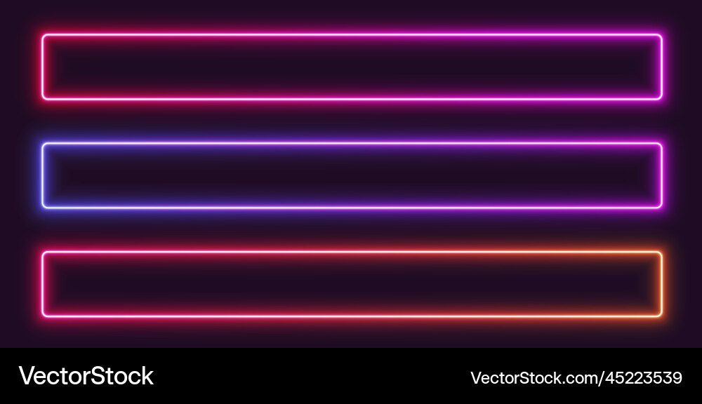 Neon gradient frames rectangular glowing borders vector image