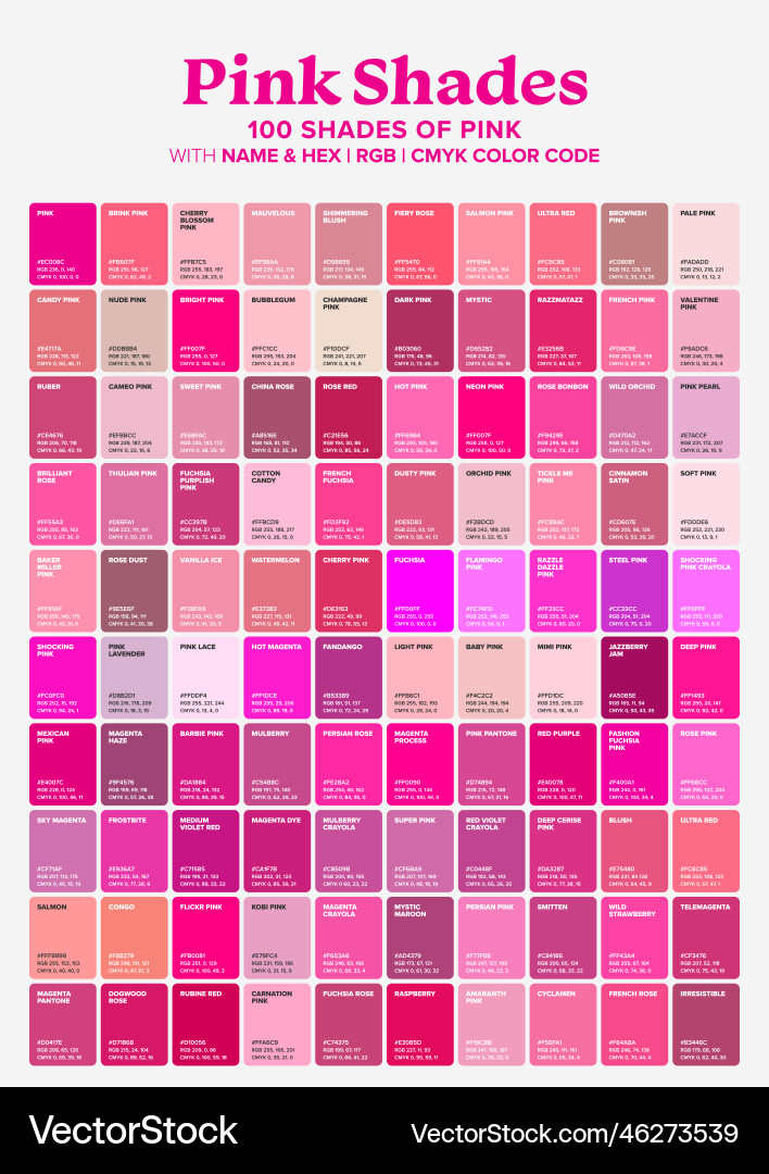 Pink 100 color shades vector image