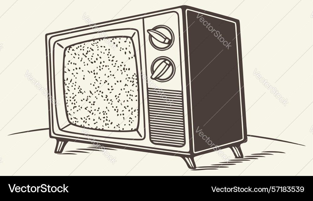 Retro television set with static screen display Vector Image