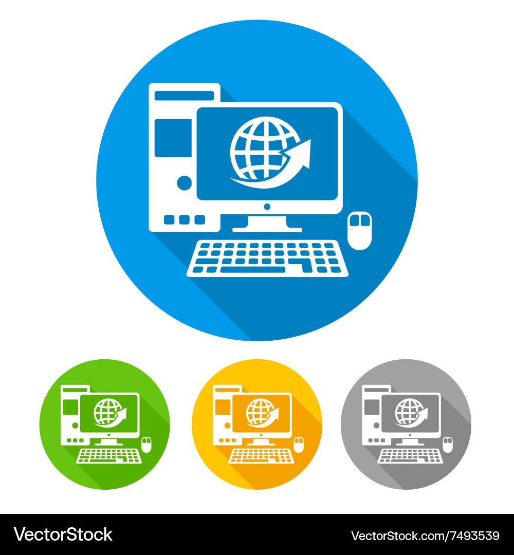 Rounded Computer Icons Set Vector Image
