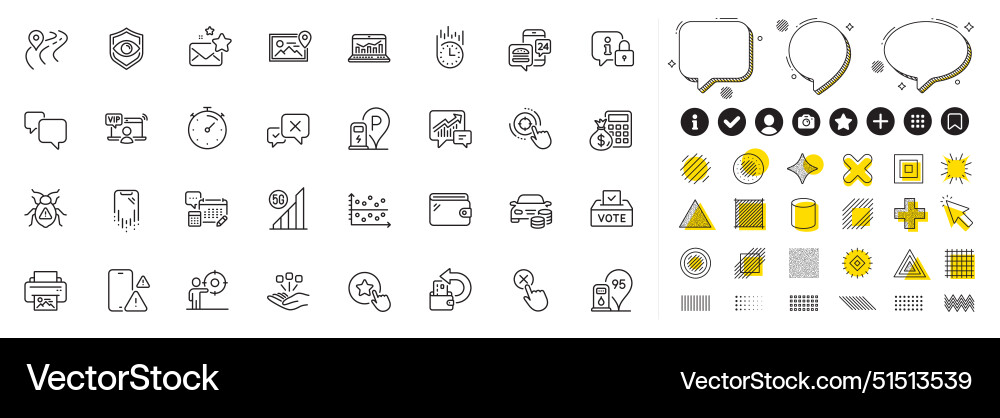 Set of business target timer and 5g wifi line Vector Image