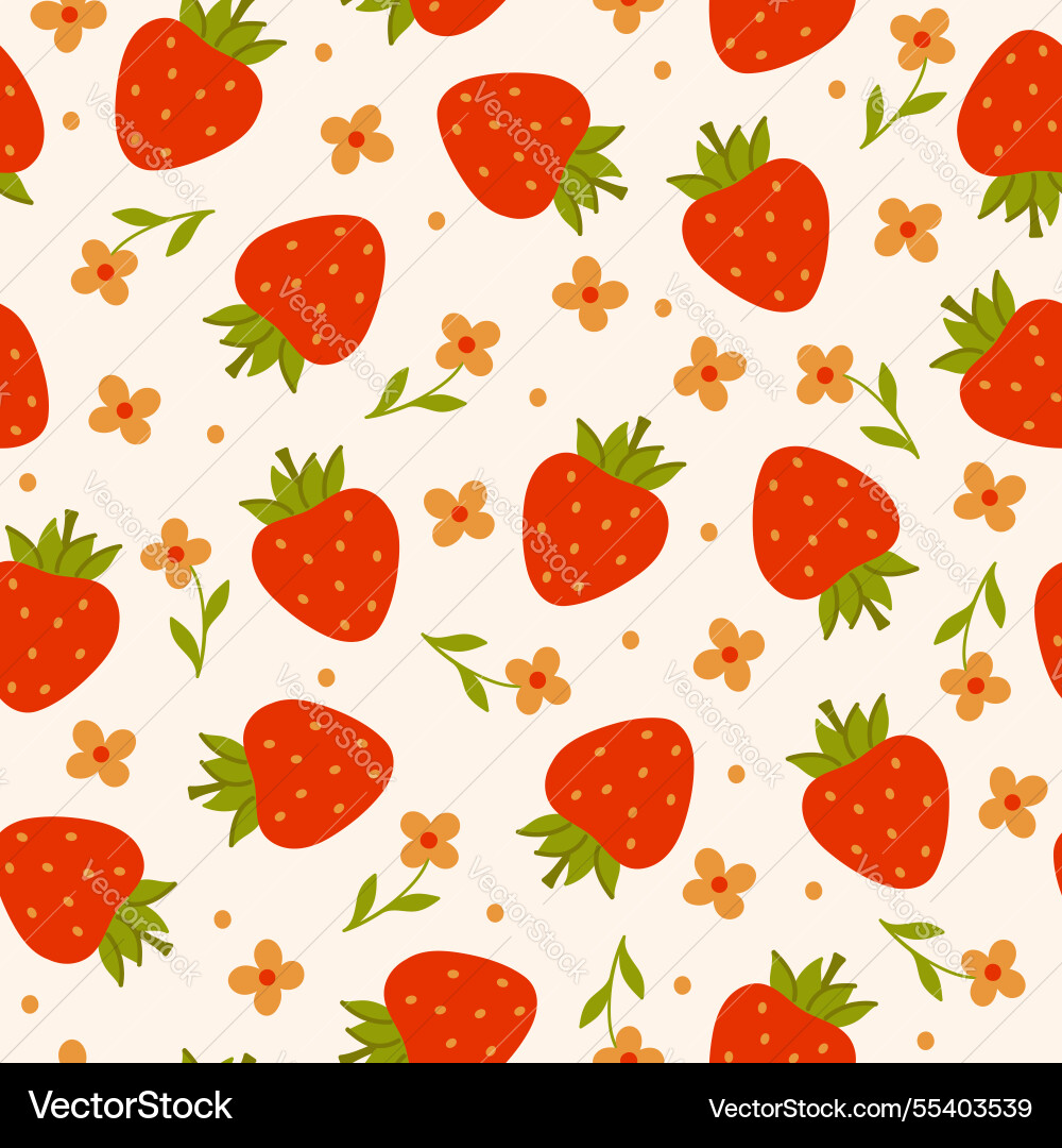Simple seamless pattern with strawberries Vector Image