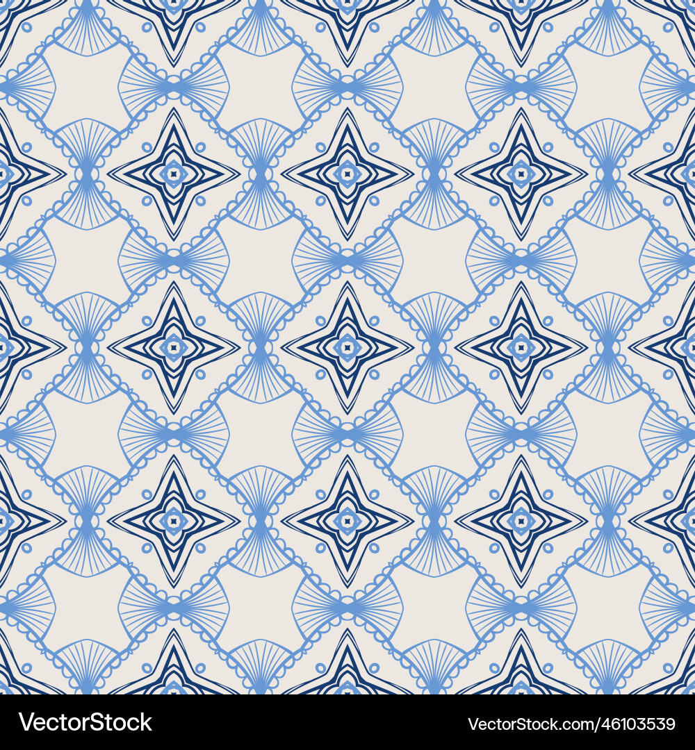 Vintage tile pattern seamless blue and white vector image