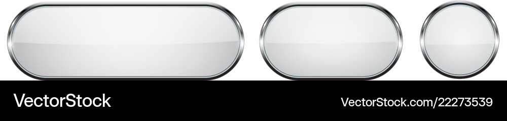 White glass buttons with chrome frame 3d round vector image