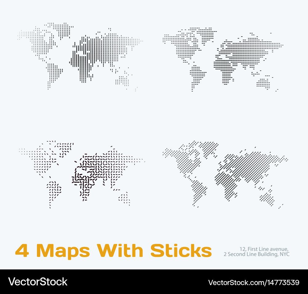 World map with sticks lines dots vector image