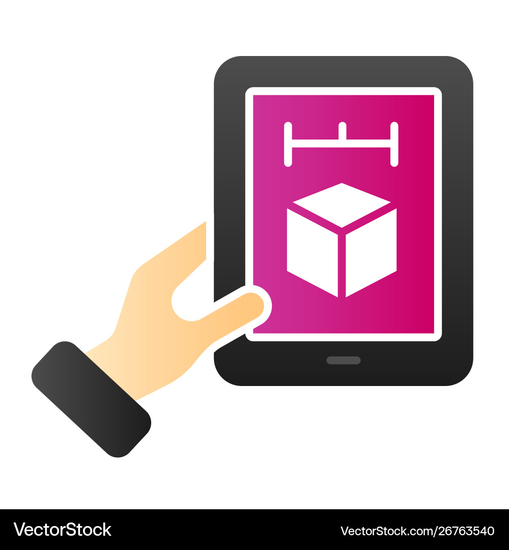 3d cube on tablet flat icon modeling 3d cube on tablet flat icon modeling vector image