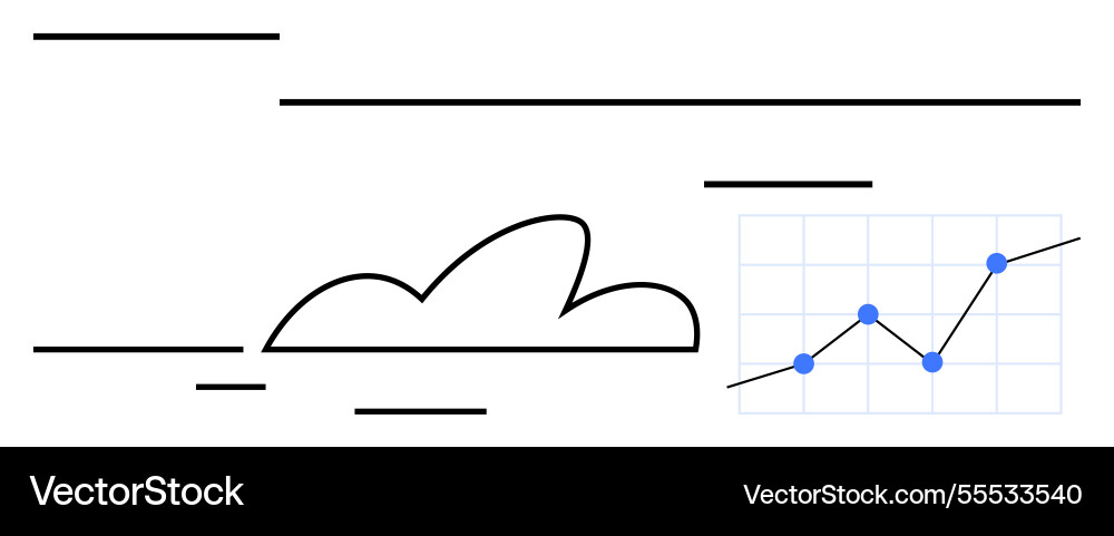 Cloud representation with a dynamic line graph Vector Image