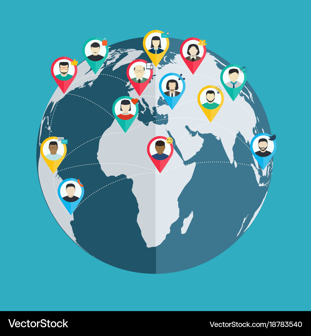 Concept of social networking wireless connect vector image