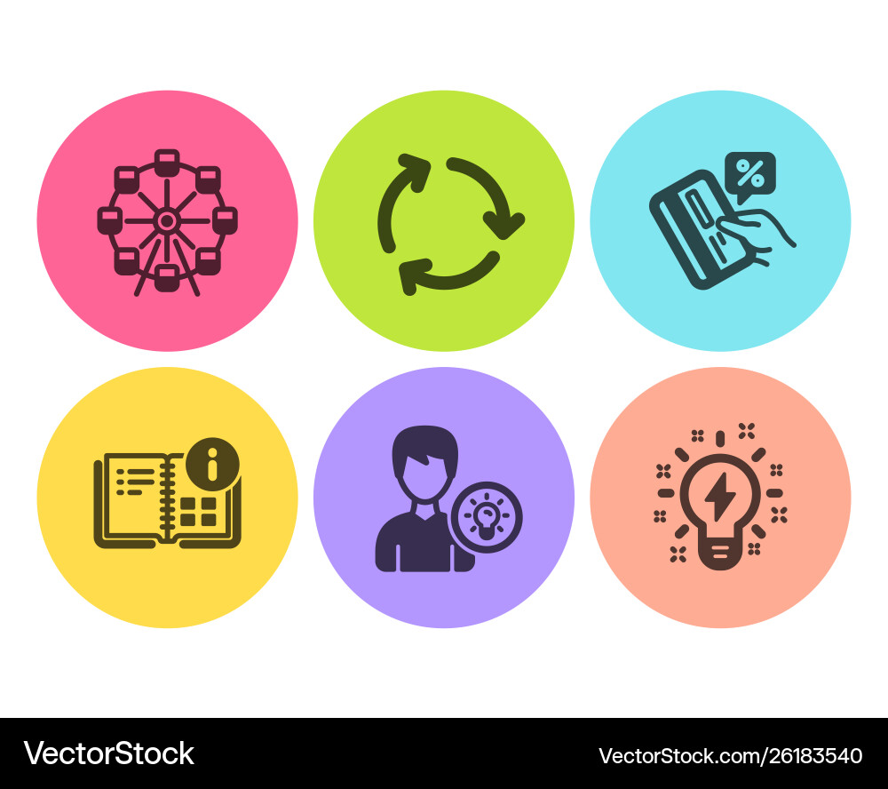 Credit card person idea and ferris wheel icons Credit card person idea and ferris wheel icons vector image
