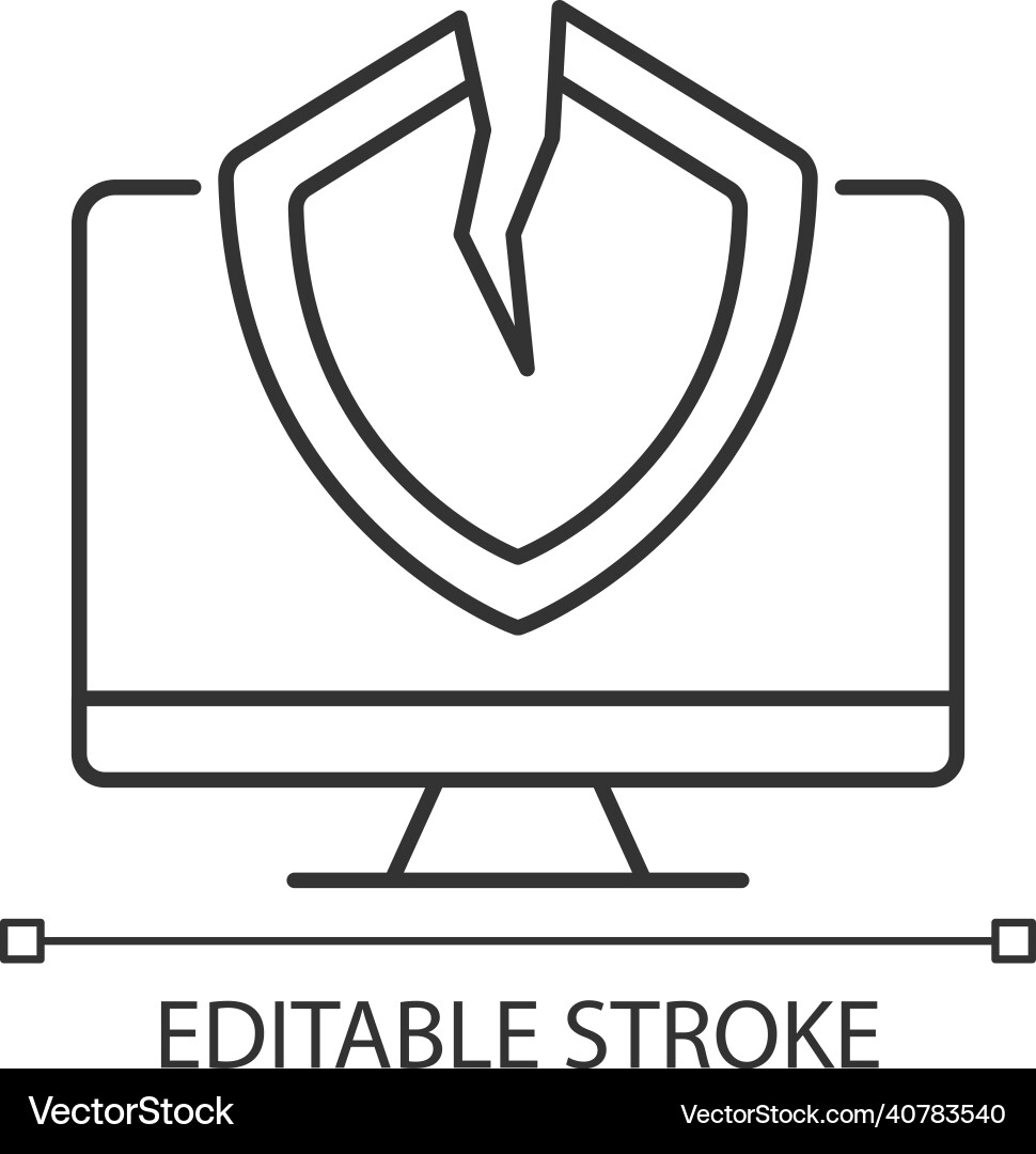 Cybersecurity vulnerability linear icon Cybersecurity vulnerability linear icon vector image