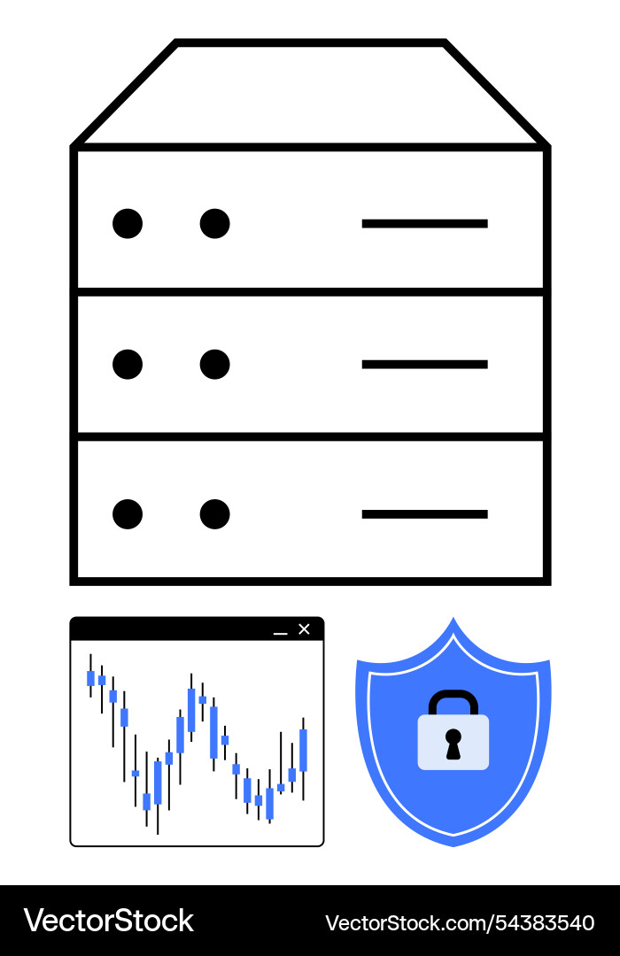 Data servers with security shield and analytics Vector Image