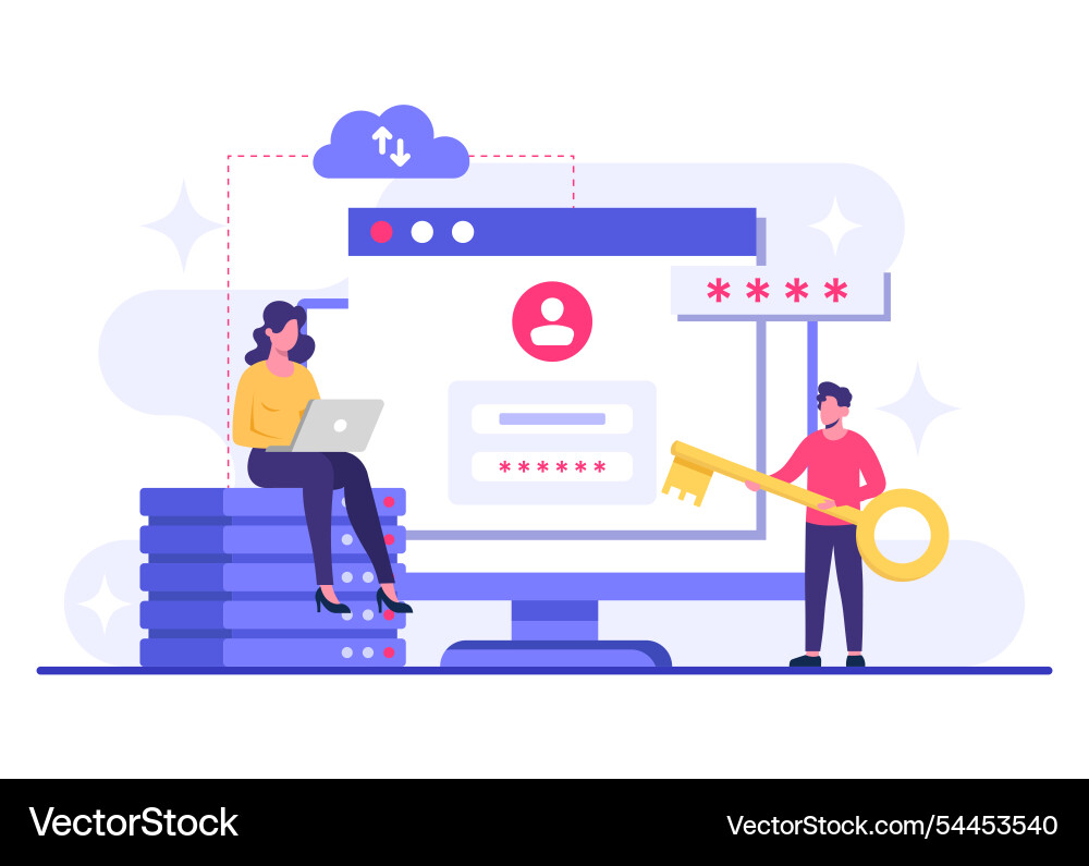 Database protection cyber security data center Database protection cyber security data center Vector Image