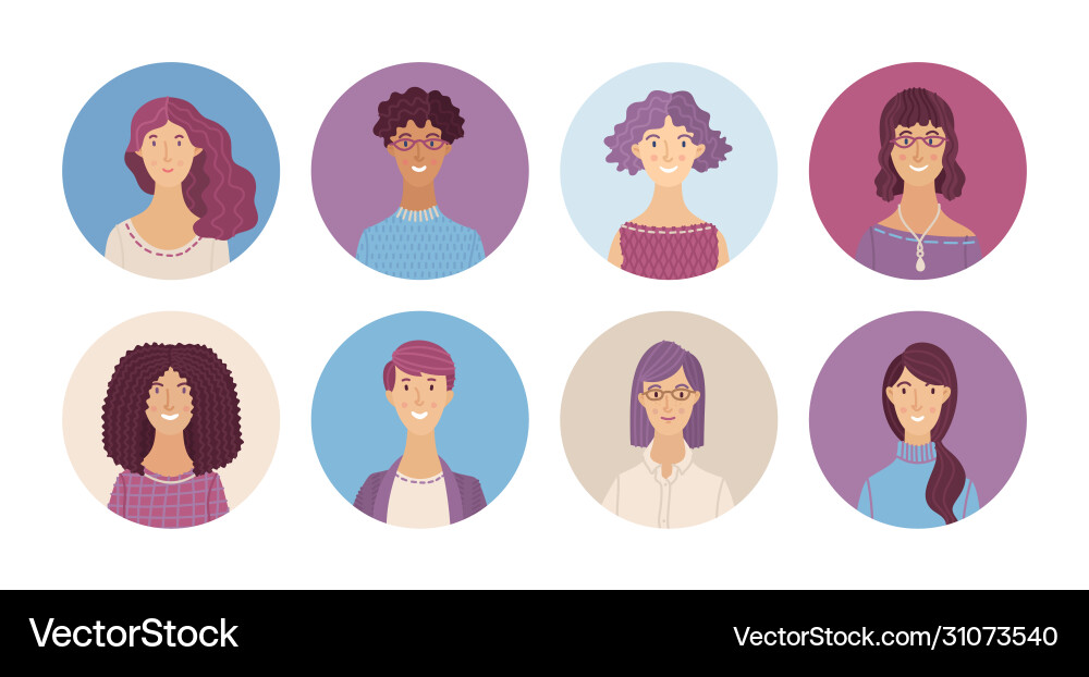 Happy multicultural people avatars set Happy multicultural people avatars set vector image