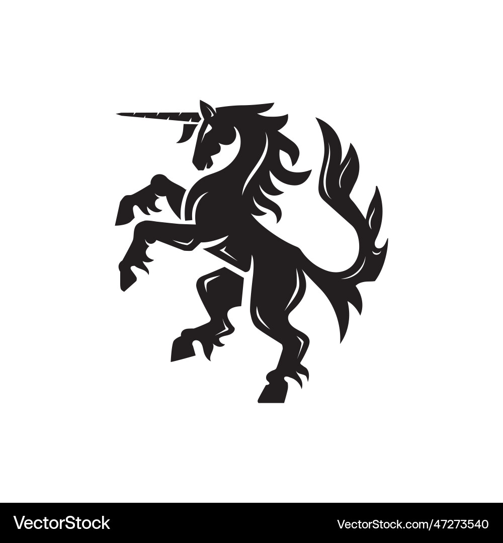 Heraldic Unicorn Rampant Vector Image