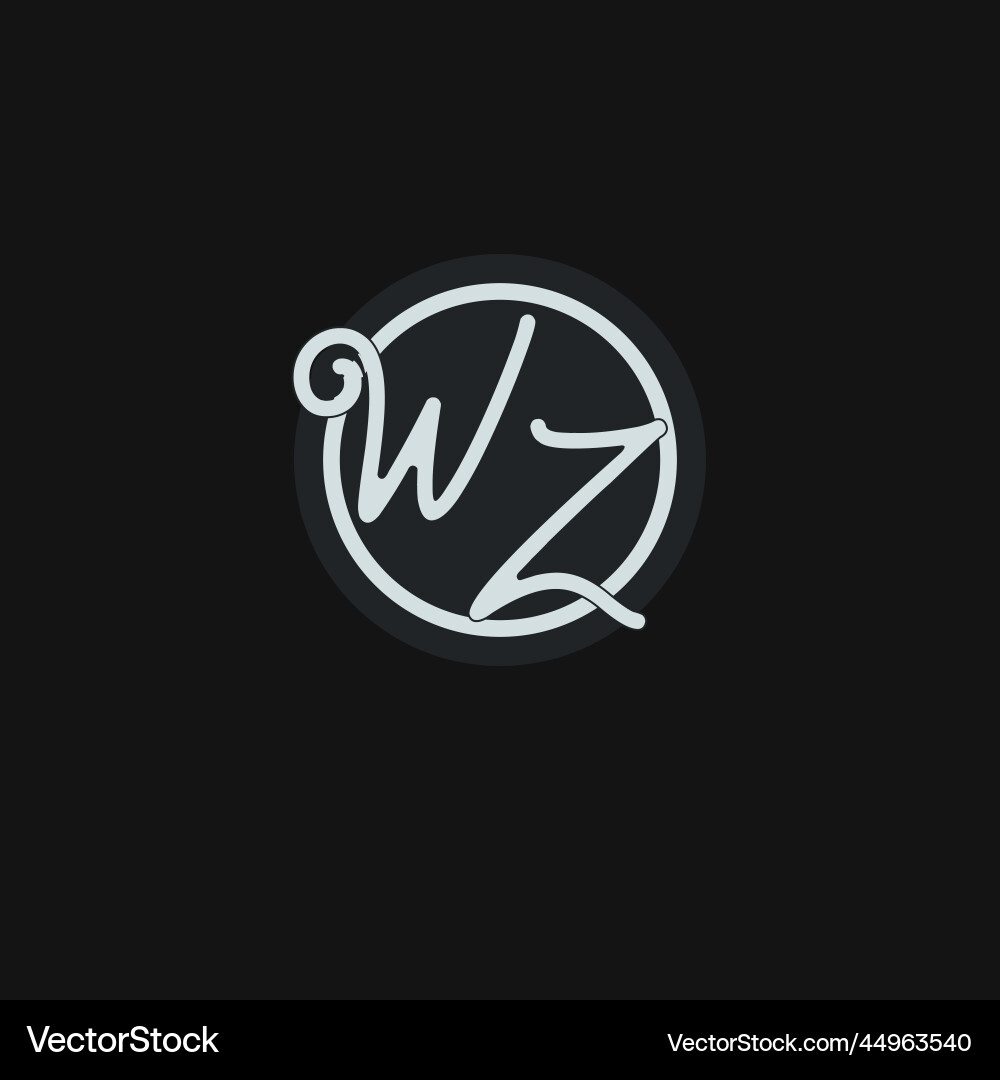 Initials wz logo monogram with simple circle line Initials wz logo monogram with simple circle line Vector Image
