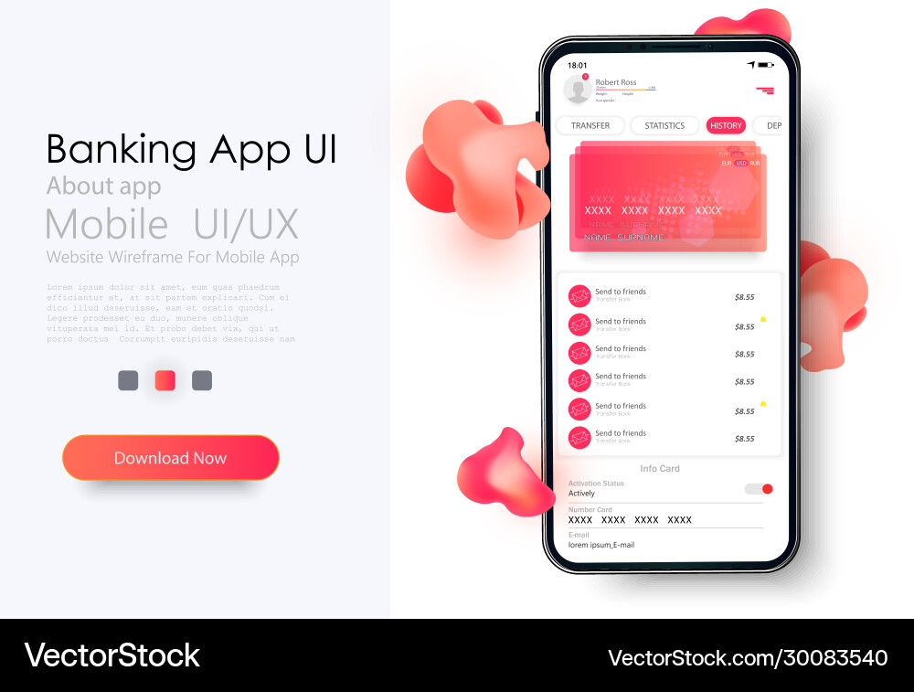 Online banking mobile apps ui ux gui set vector image