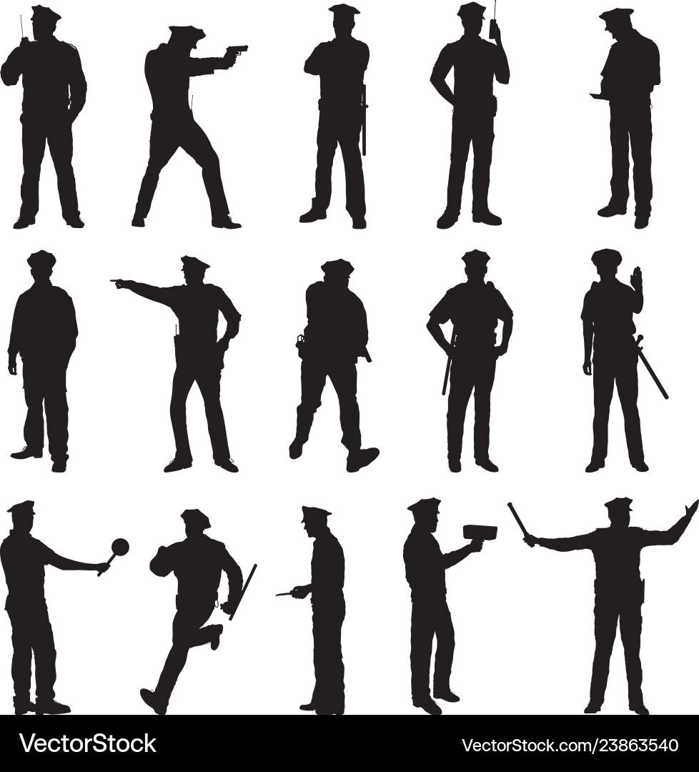 Police Silhouettes Set Vector Image