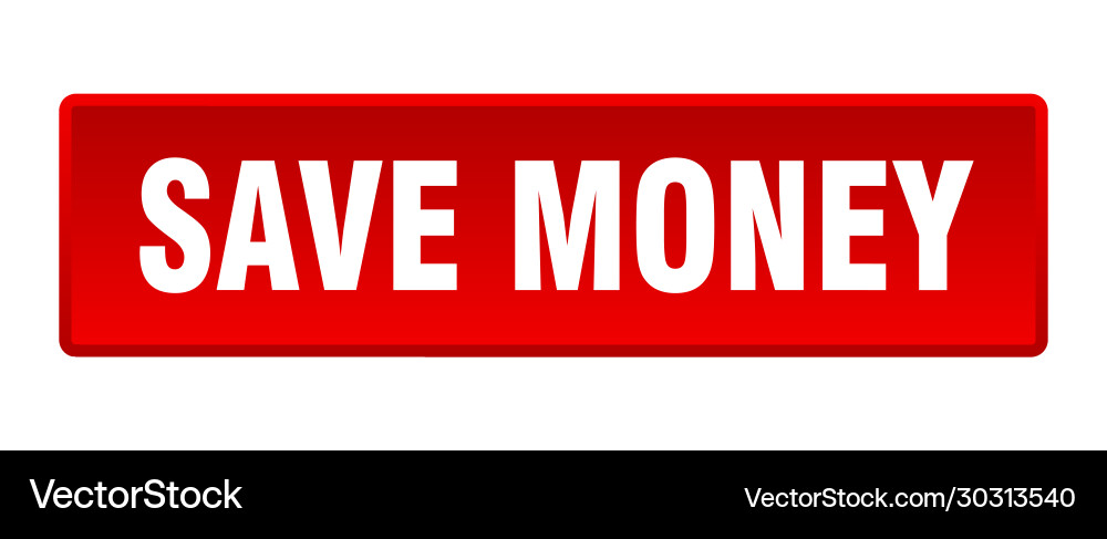 Save money button square red push vector image