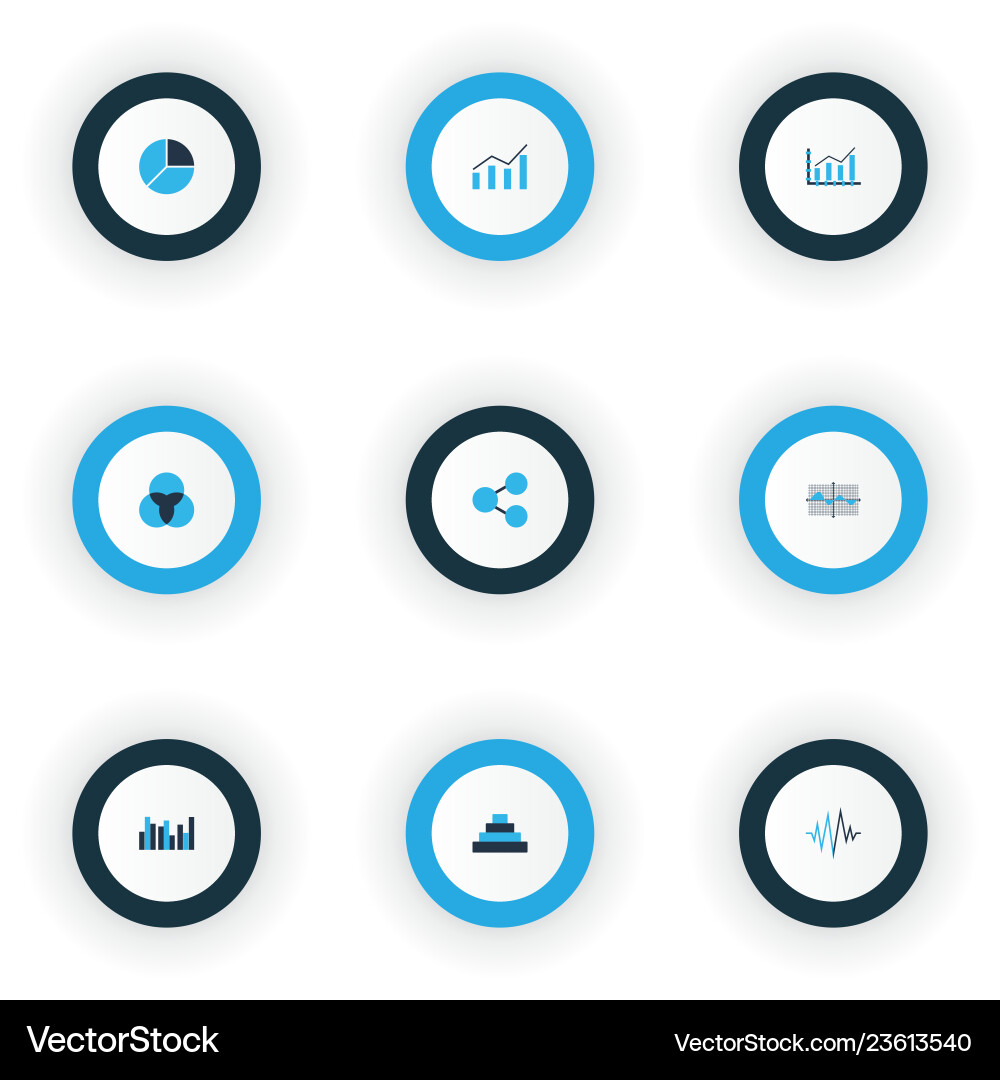 Set of graphs diagrams and statistics icons Vector Image