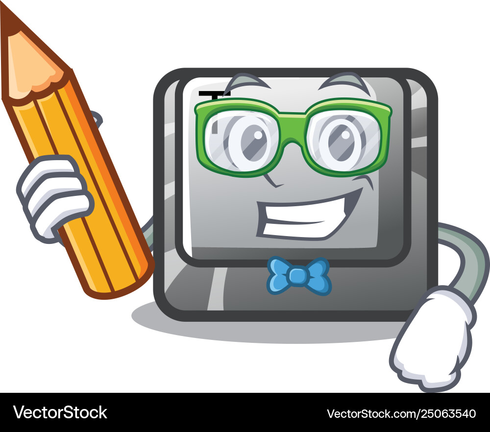 Student t button installed on character computer vector image