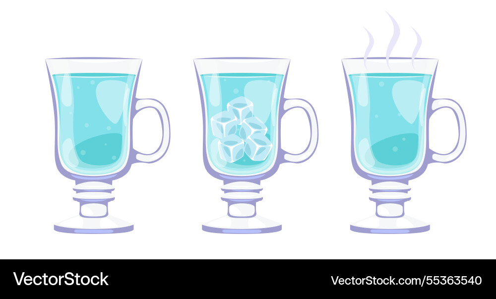 Water in glass cup with different temperatures Water in glass cup with different temperatures vector image
