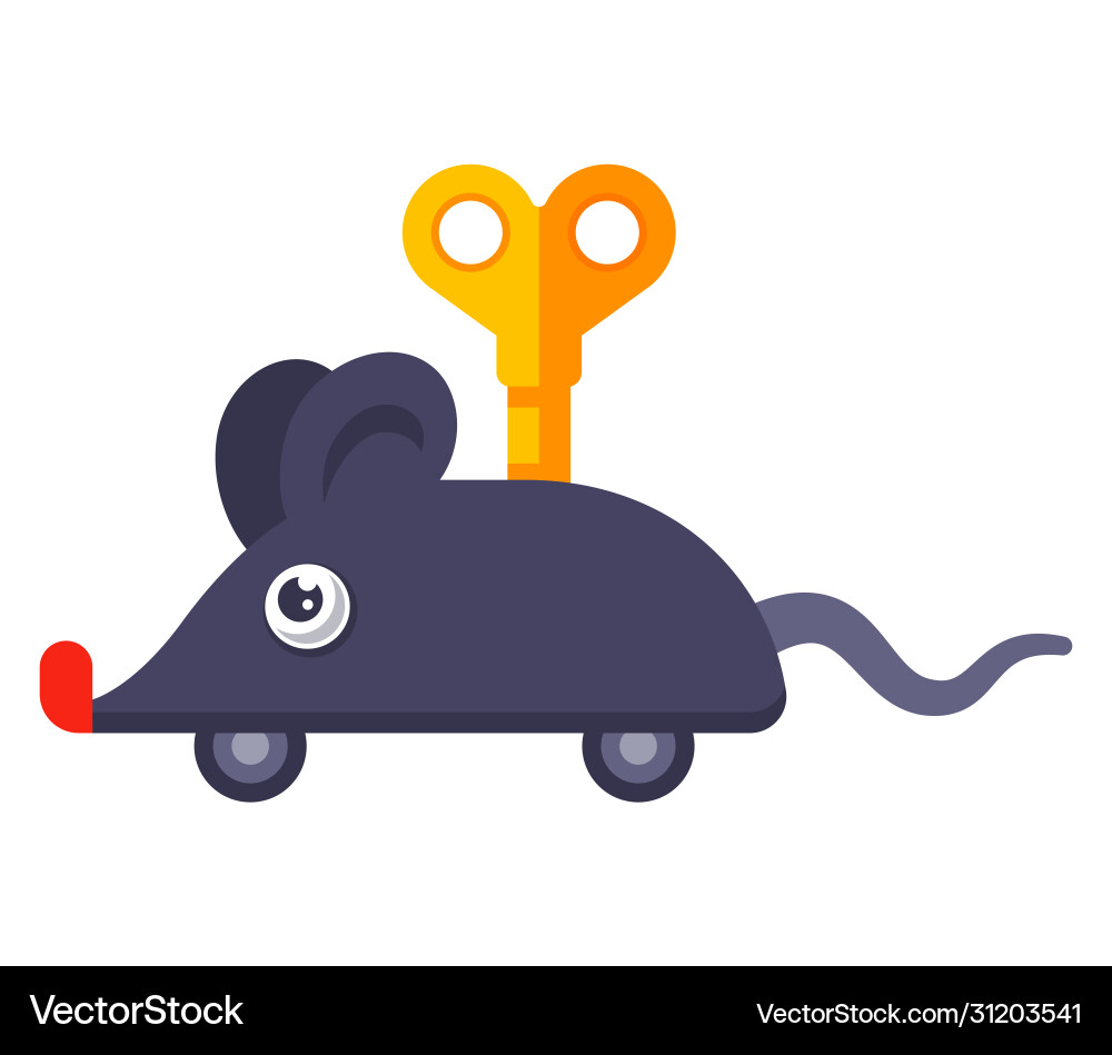 A clockwork gray mouse with key on its back vector image