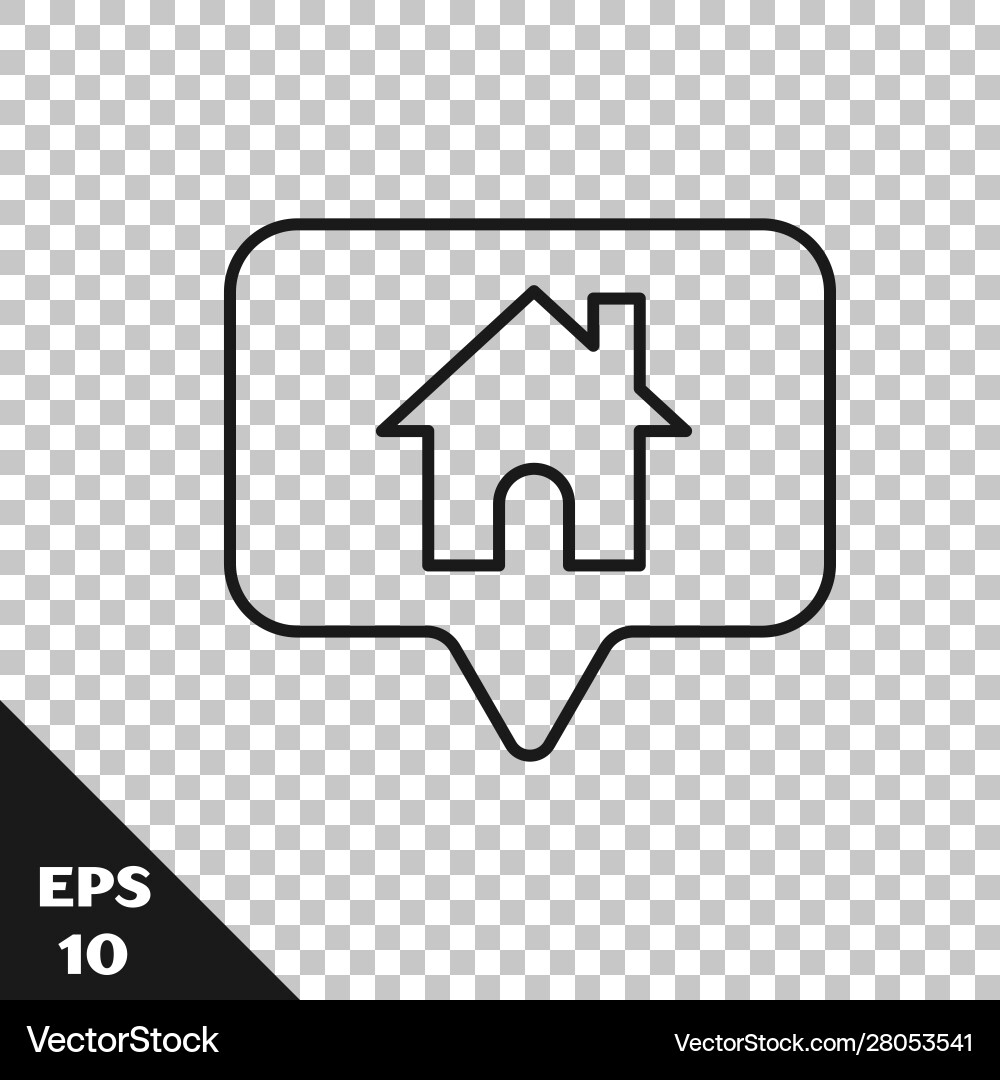 Black line map pointer with house icon isolated Black line map pointer with house icon isolated vector image