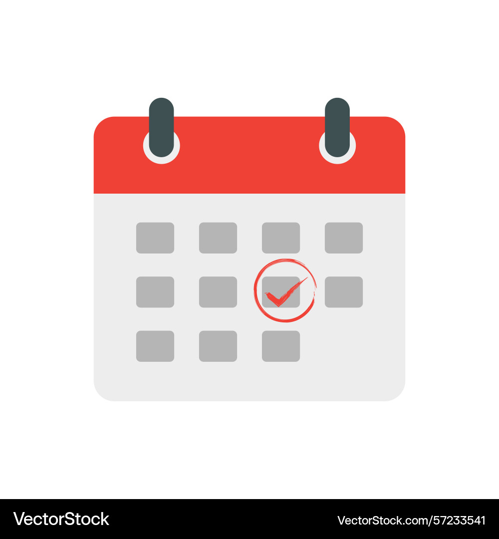 Calendar with circle red check mark on date Calendar with circle red check mark on date vector image