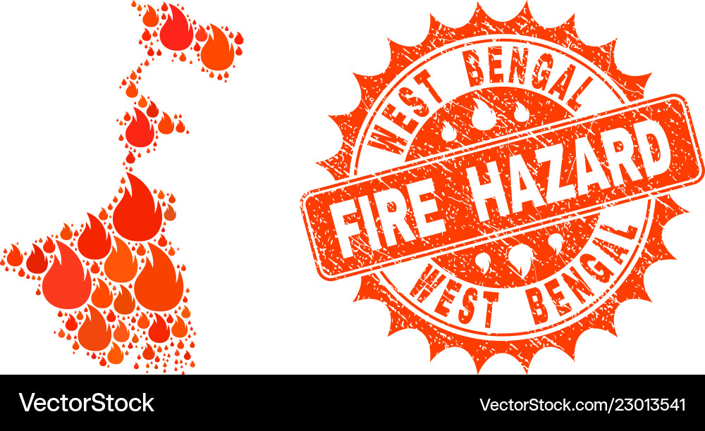Collage of map west bengal state burning Vector Image