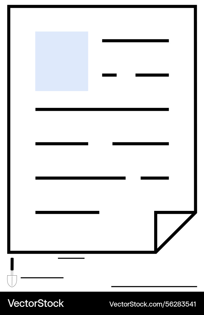 Document page with text blocks and folded corner Document page with text blocks and folded corner vector image
