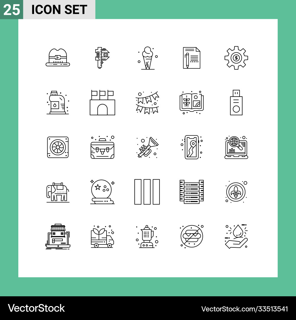Editable line pack 25 simple lines write Vector Image