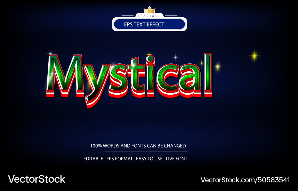 Editable text effect mystical style Editable text effect mystical style vector image