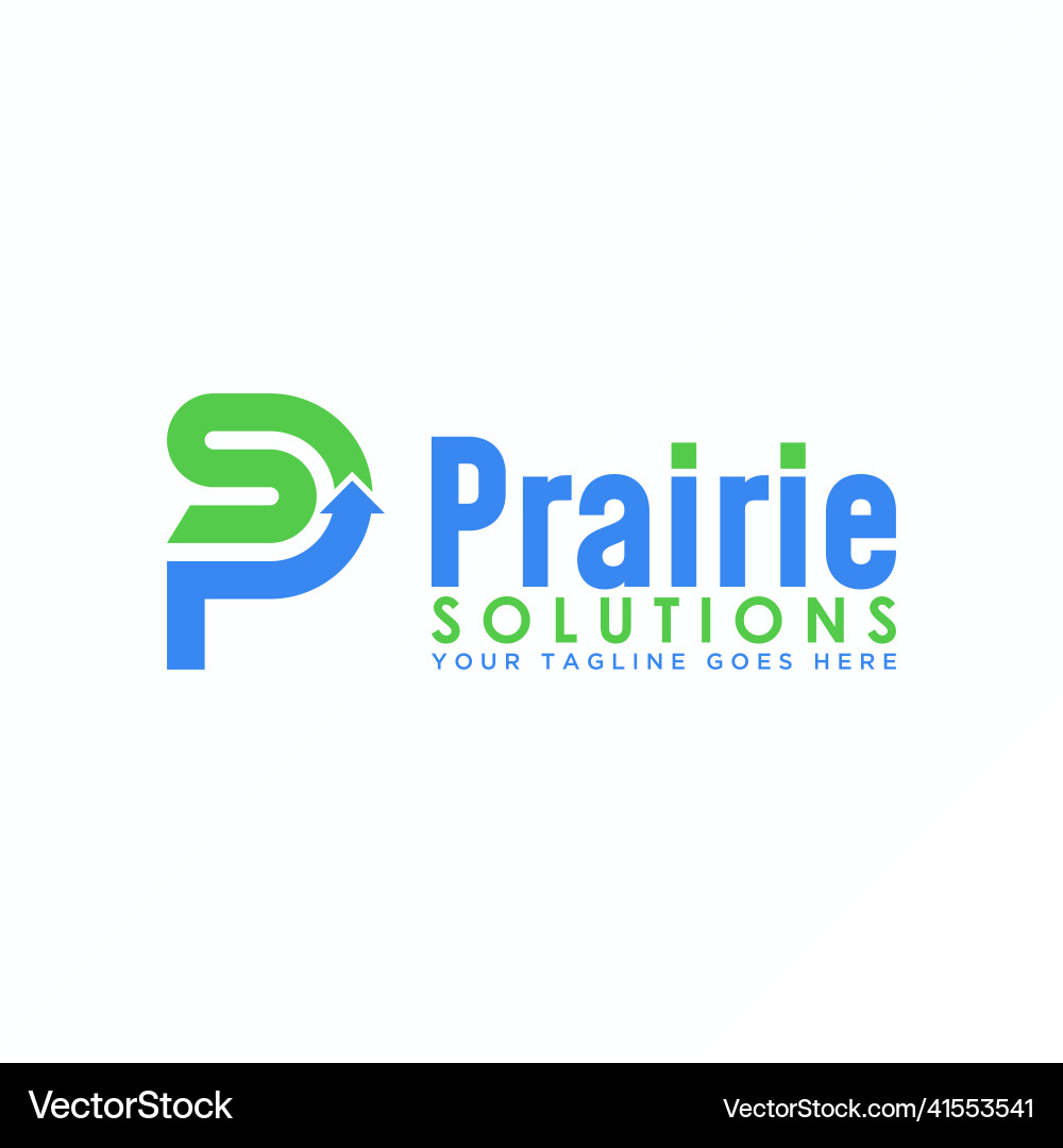 Letter s or sp san serif font with arrow logo Letter s or sp san serif font with arrow logo vector image