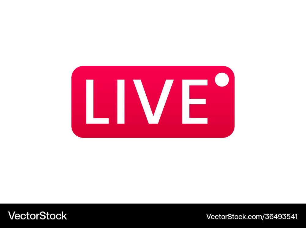 Live streaming icon button for broadcasting Live streaming icon button for broadcasting vector image
