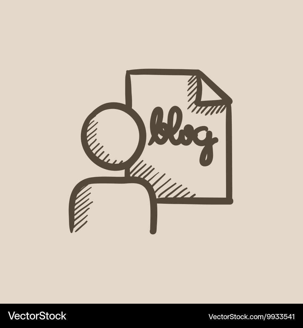 Man and sheet with word blog sketch icon Vector Image