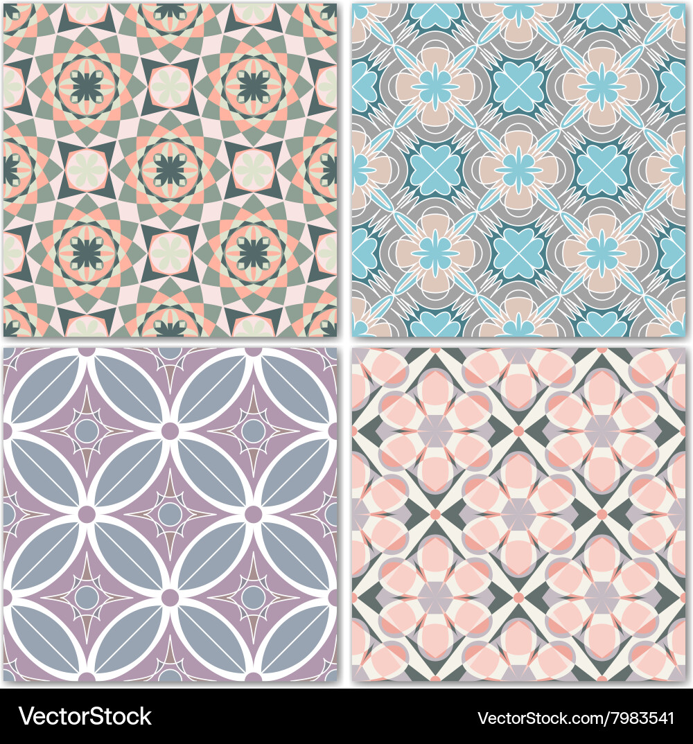 Mosaic Tile Pattern Set Vector Image